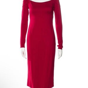 NWOT🌹ALICE & OLIVIA Elegant Red Long Sleeve Dress 💯silk/cotton
